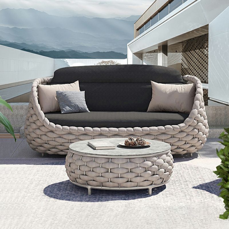 Tropical Black Outdoor Loveseat Water Resistant Outdoor Loveseat