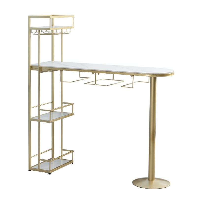 Contemporary Style Stone Bar Counter Table Metal Bar Counter Table