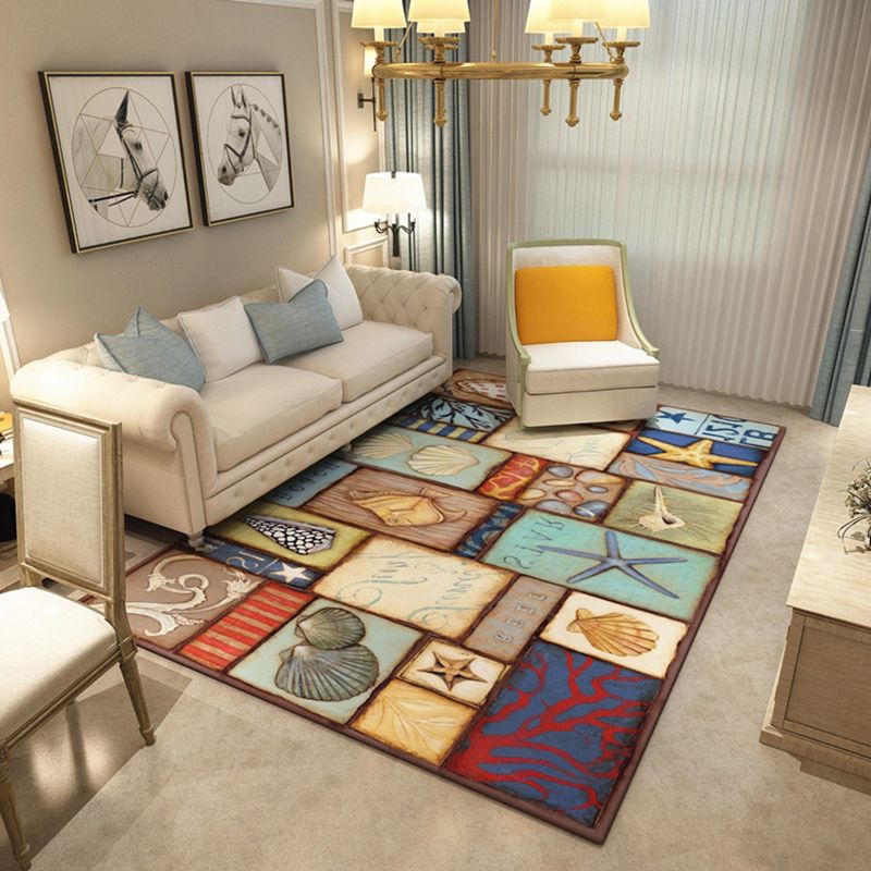 Eclectic Florentine Tile Carpet Multicolor Polyester Rug Anti-Slip Backing Carpet for Living Room