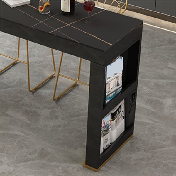 Glam Style Stone Bar Table Rectangle Bar-Height Bistro Pub Table