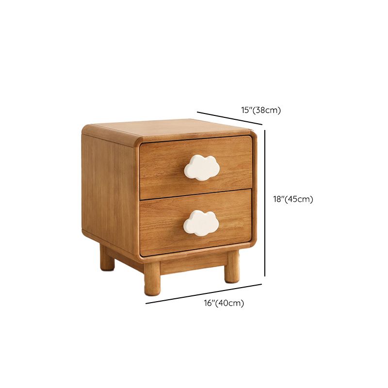 Solid Wood Kids Bedside Table Modern Simple Nightstand With 2 Drawers