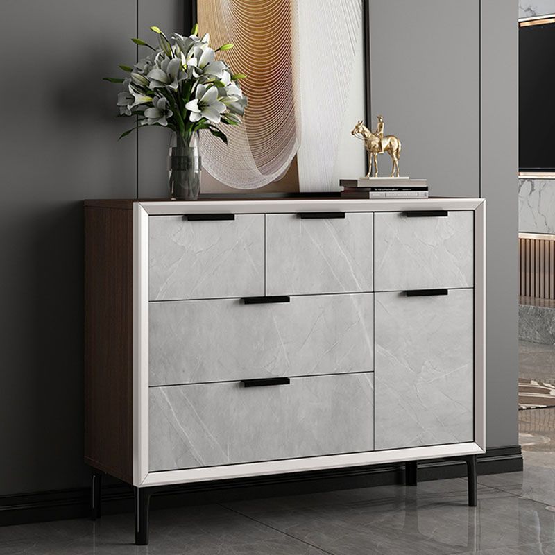 Modern Style Grey Storage Chest Horizontal Wooden Storage Chest Dresser for Bedroom