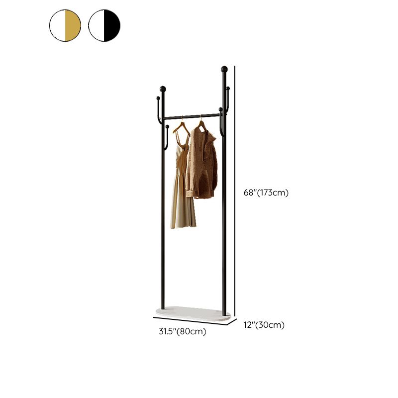 Modern Hall Tree Metal Hanging Rail Storage and 4 Hooks Coat Hanger