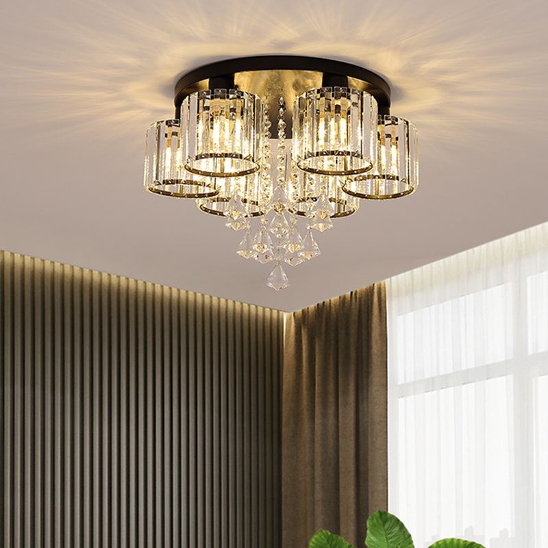 3/5/6/8-Light Golden Flush Mount Lighting Modernism Glass Shaded Ceiling Light