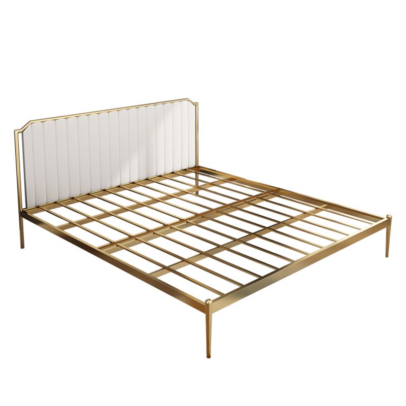 Leather Upholstered Platform Bed Luxurious Metal Tall Bed Frame