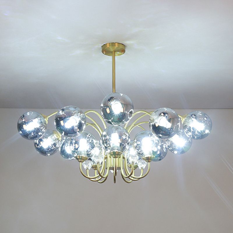 Modern Style Chandelier Light Fixture Globe Glass Hanging Light with Crystal