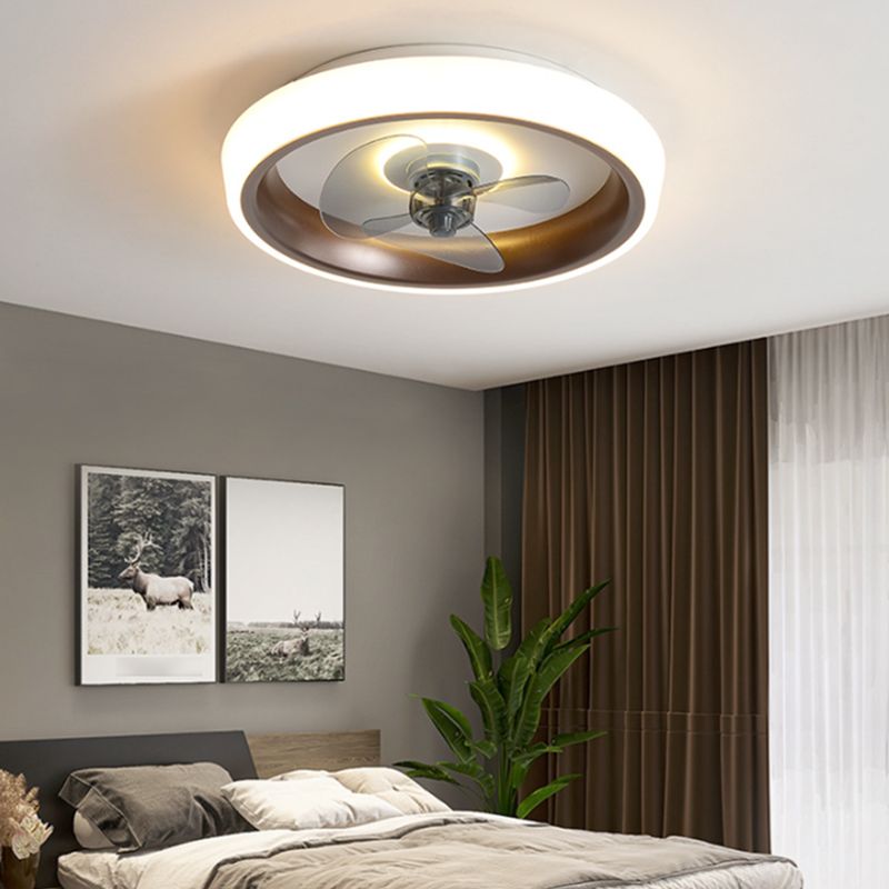 Round Shape Metal Ceiling Fan Lamp Modern Style 2 Lights Ceiling Fans