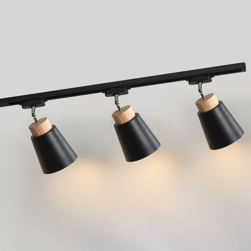 Nordic Track Lighting Pendants Macaron Style Surface Mounted Cone Shaped Shade Iron Headlamp for Living Room Kitchen Home