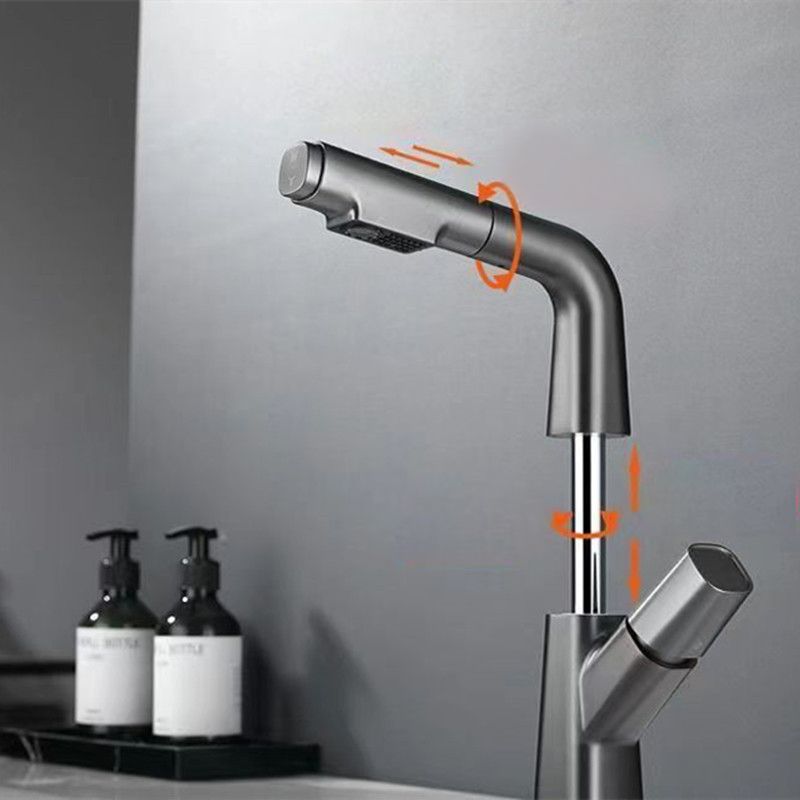 Modern Centerset Bathroom Faucet Solid Color Copper Vessel Sink Faucet