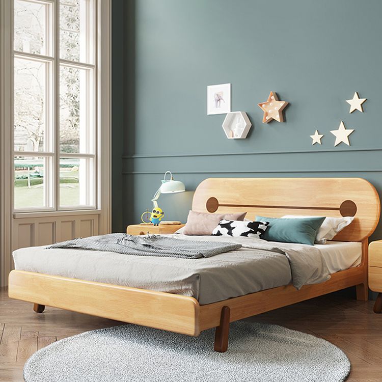 Modern Solid Wood Platform Bed Full/Queen Natural Bed Frame with Mattress