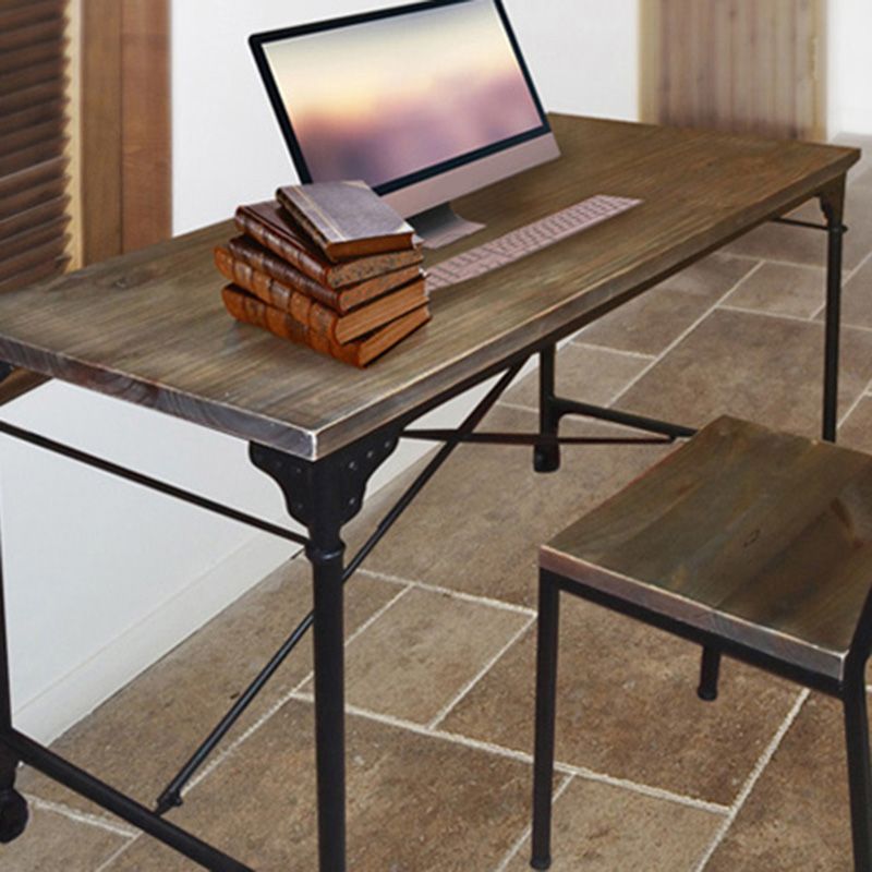 Industrial Solid Wood Office Desk Rectangular Writing Desk for Home