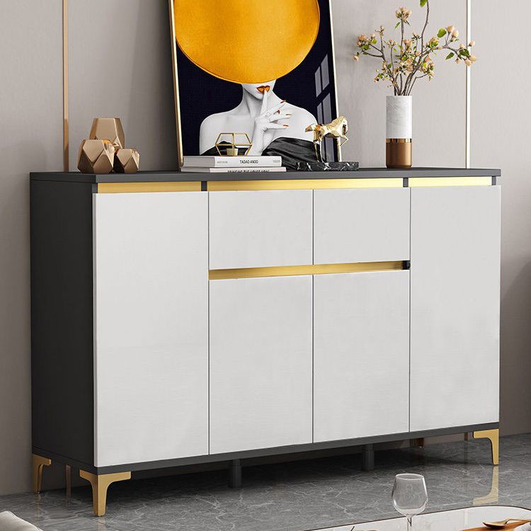 Modern Engineered Wood Sideboard White Server with Drawer for Living Room