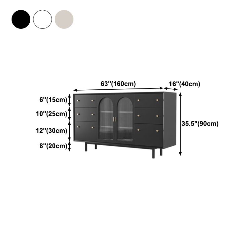 Minimalism 36-inch Height Sideboard 6 Drawer 2 Doors Server for Living Room