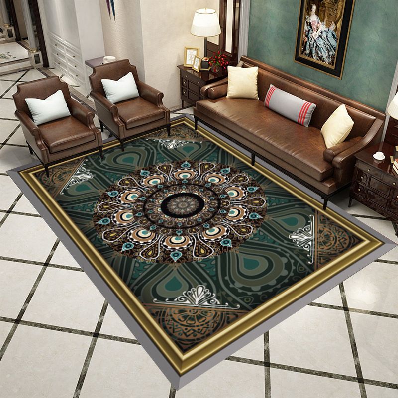 Tadre de salon traditionnel Tapis antique motif en polyester tapis résistant des taches