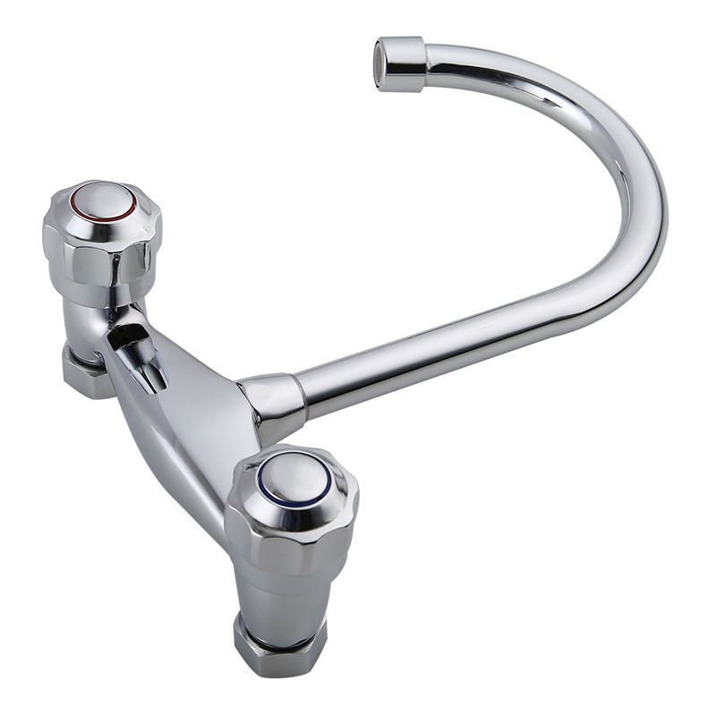 Contemporary Double Handles Kitchen Faucet Metal 2 Holds Bar Faucet