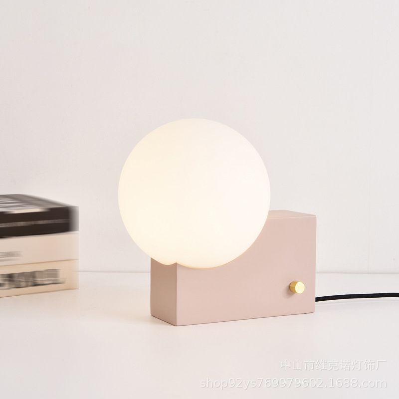 Modern Style Table Lamp 1-Light Desk Light with Glass Shade for Living Room