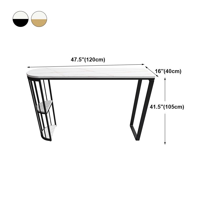 Industrial Black Iron Bar Table Faux Marble White Specialty Top 41.3"H Bistro Table