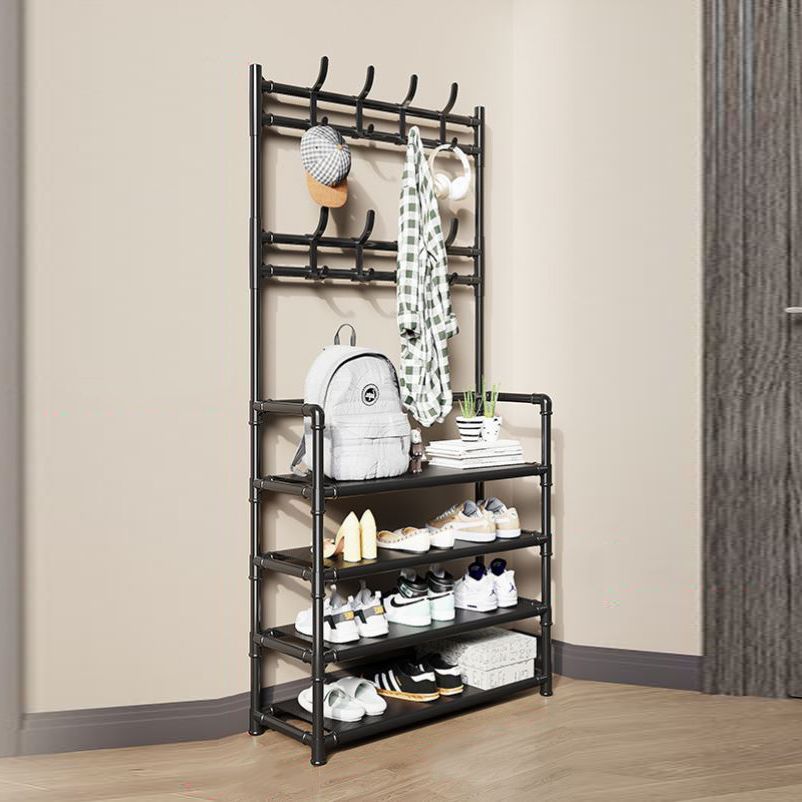 Modern Style Metallic Coat Rack Free Standing Multi-layer Shelve Design Coat Rack