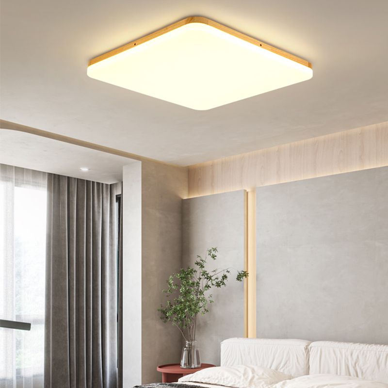 Geometry Shape LED Ceiling Lamp Modern Simple Style Wood 1 Light Flush Mount for Bedroom Study