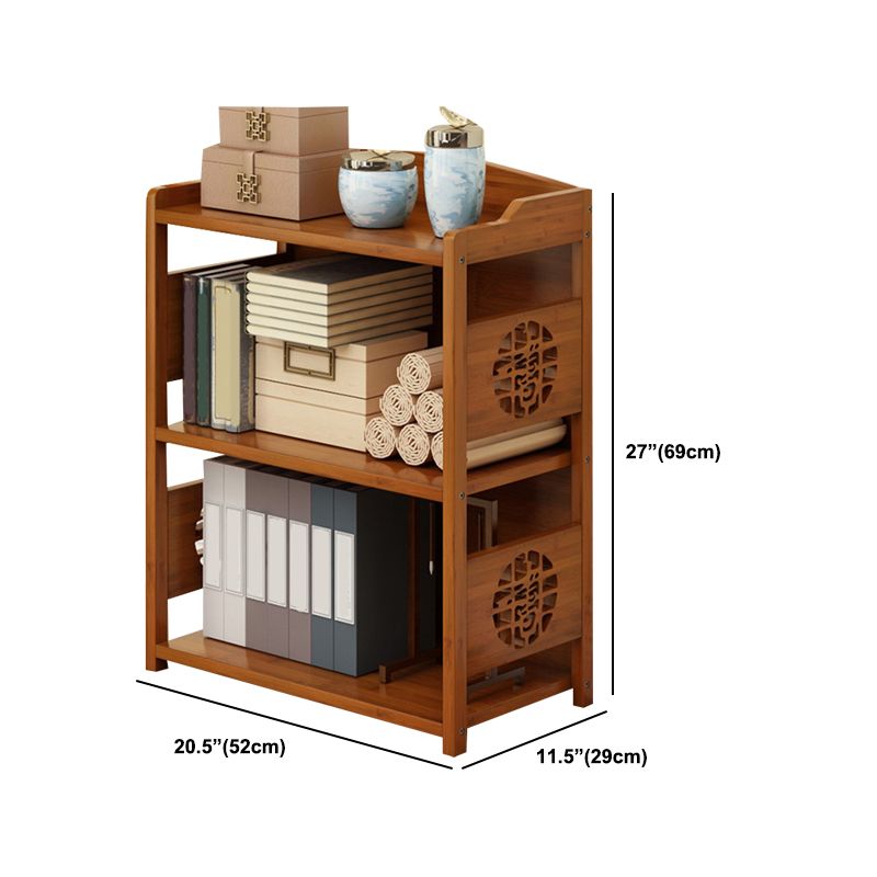 Contemporary Brown Book Shelf Office Open Shelf Bookcase with Drawers