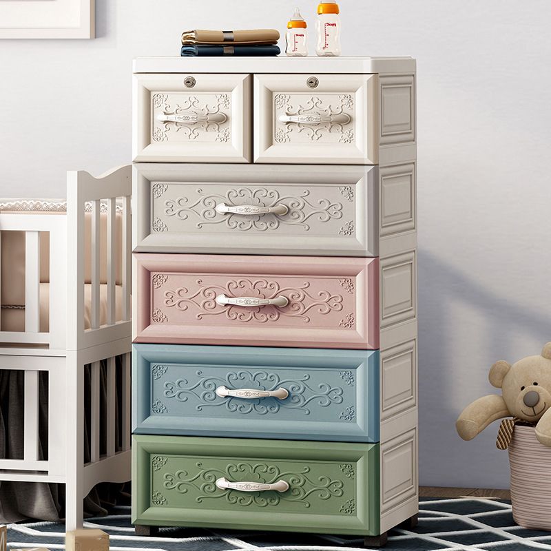 Scandinavian Nursery Dresser Vertical Plastic Kids Furniture with Drawers