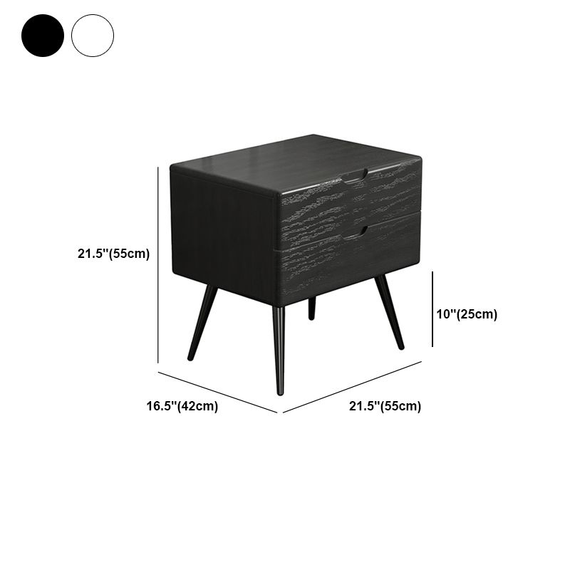 22 Inch Tall Glam Night Table 2-Drawer Storage Solid Wood Nightstand with Legs