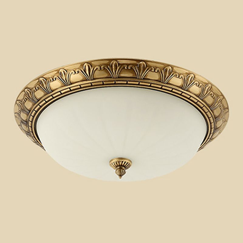 Colonial Style Round Flush Mount Fixture Glass Multi-Light Flush Mount Lighting