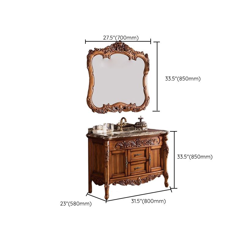 Freestanding Bathroom Vanity Set 2 Doors Single Sink Glam Drawers Vanity with Mirror