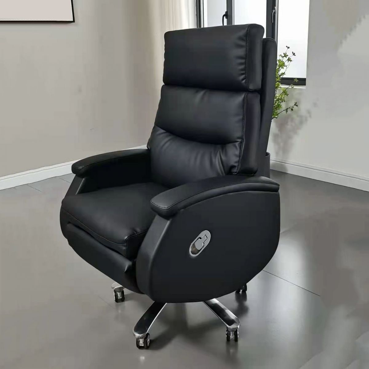 Modern Desk Chair Leather Computer Chair High-Back Chair with Wheels