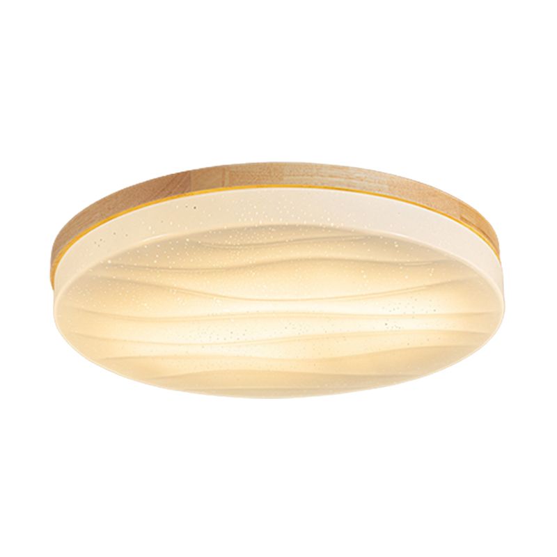 1 Light Geometric Flush Mount Light Fixture Modern Wood Flush Light