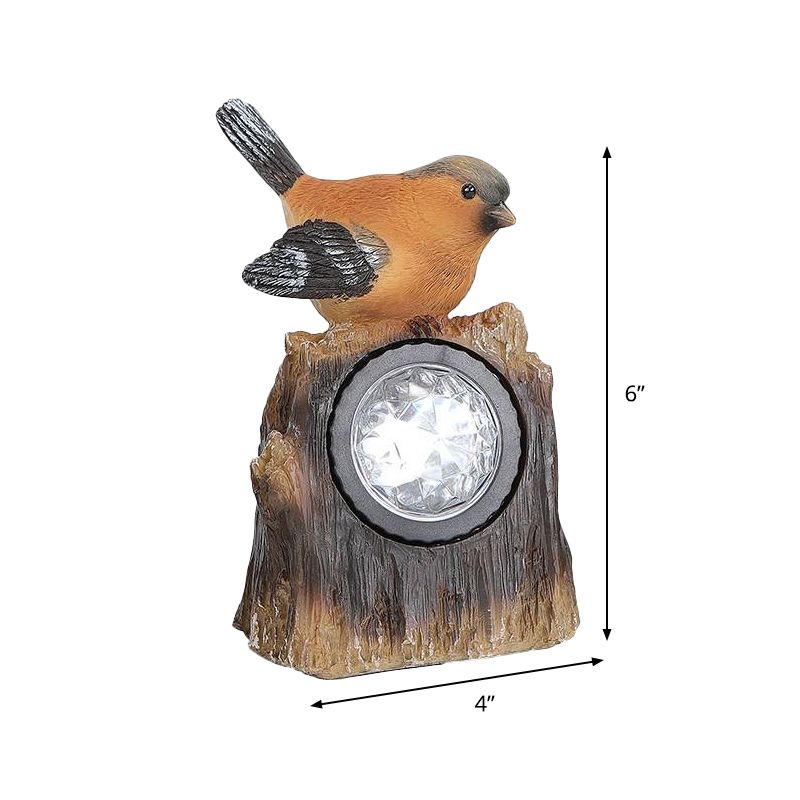 Countryside Bird Resin Solar Path Lamp LED Outdoor Ground Light around Garden Pool in Red/White/Orange