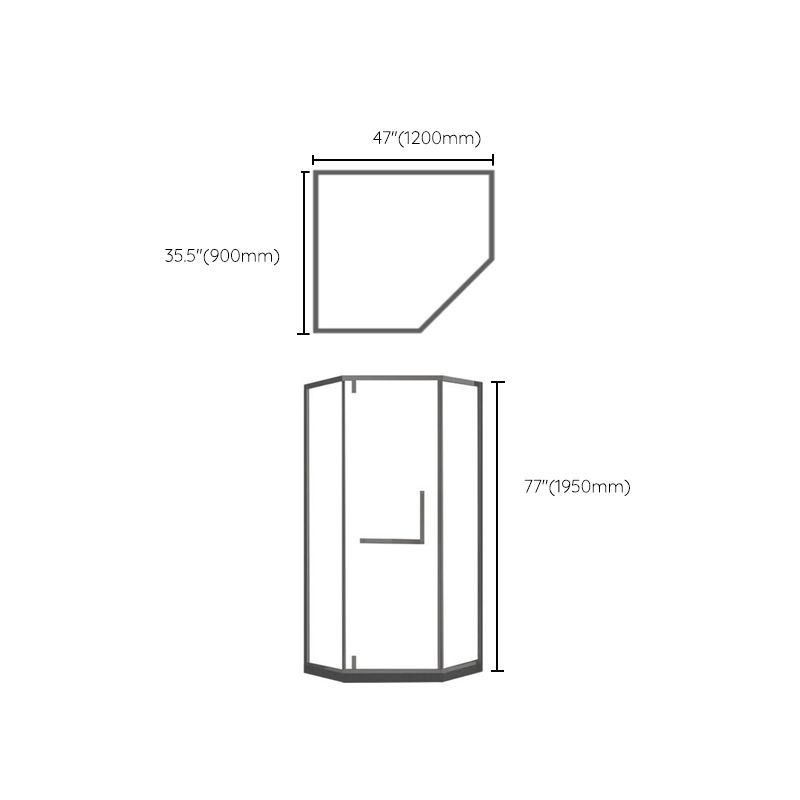 Contemporary Black Shower Enclosure Neo-Angle Semi-Frameless Clear Shower Enclosure