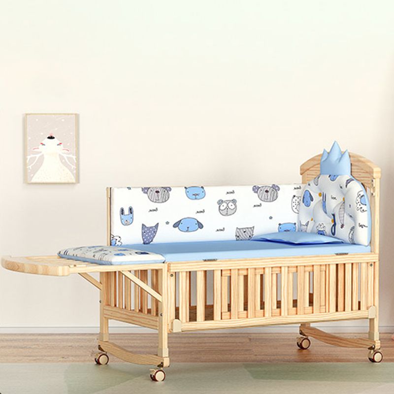 Convertible Modern Baby Crib Pine Arched Crib Nursery Bed with Storage