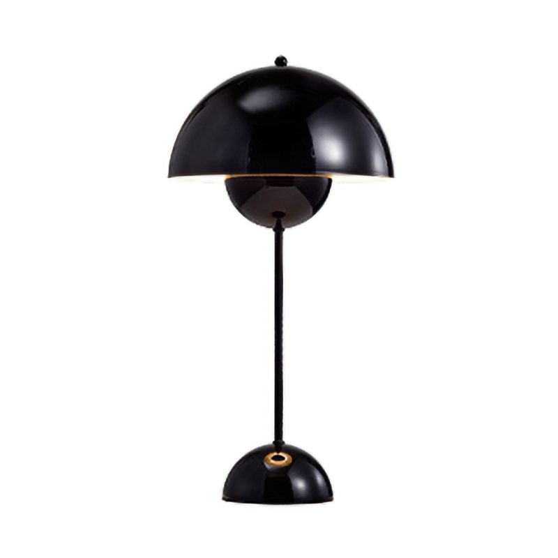 1-Light Study Room Reading Light Macaroon White/Black/Red Finish Table Lamp with Dome Metal Shade