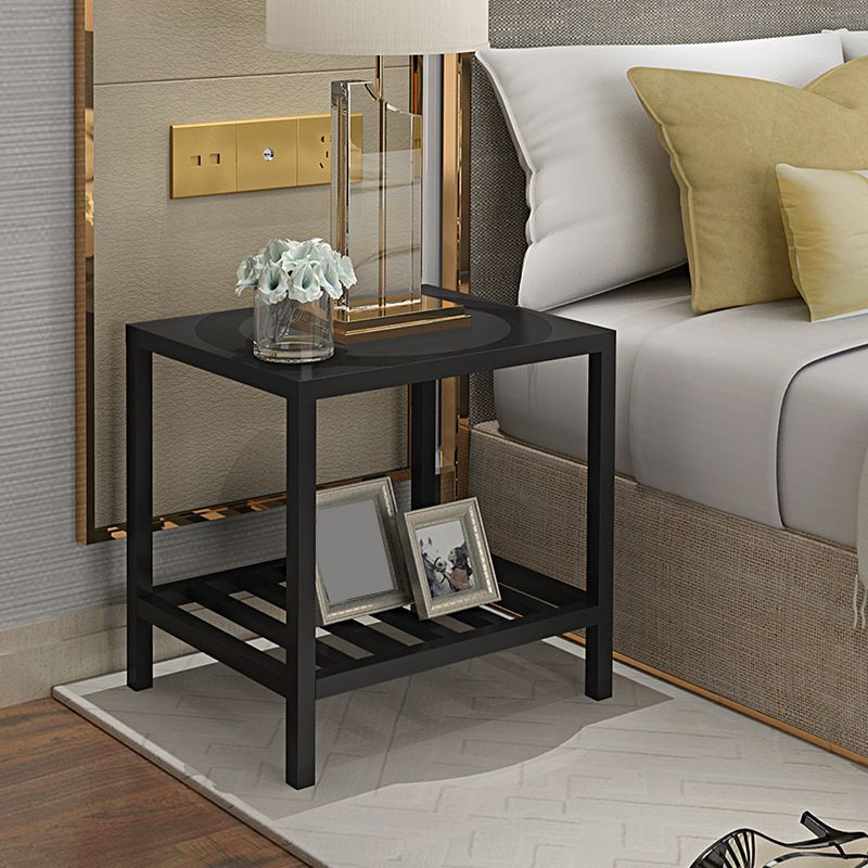 Lower Shelf Night Table Modern Metal Bedside Cabinet for Bedroom