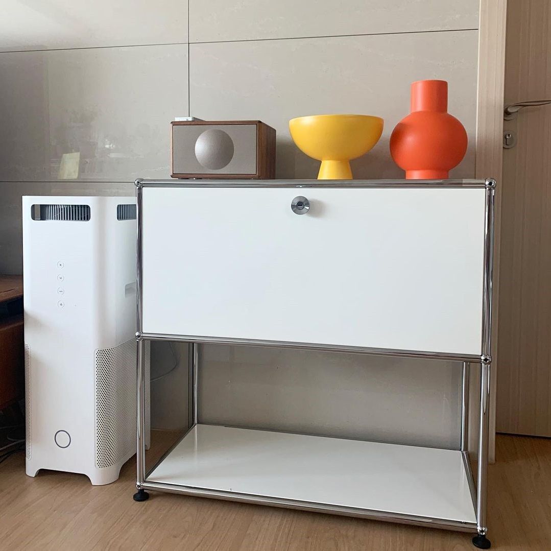 Modern Metal Dining Server with Drawers White Sideboard for Kitchen