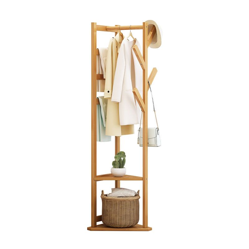 Modern Wood Entry Hall Tree Free Standing Coat Rack with 4 Hooks