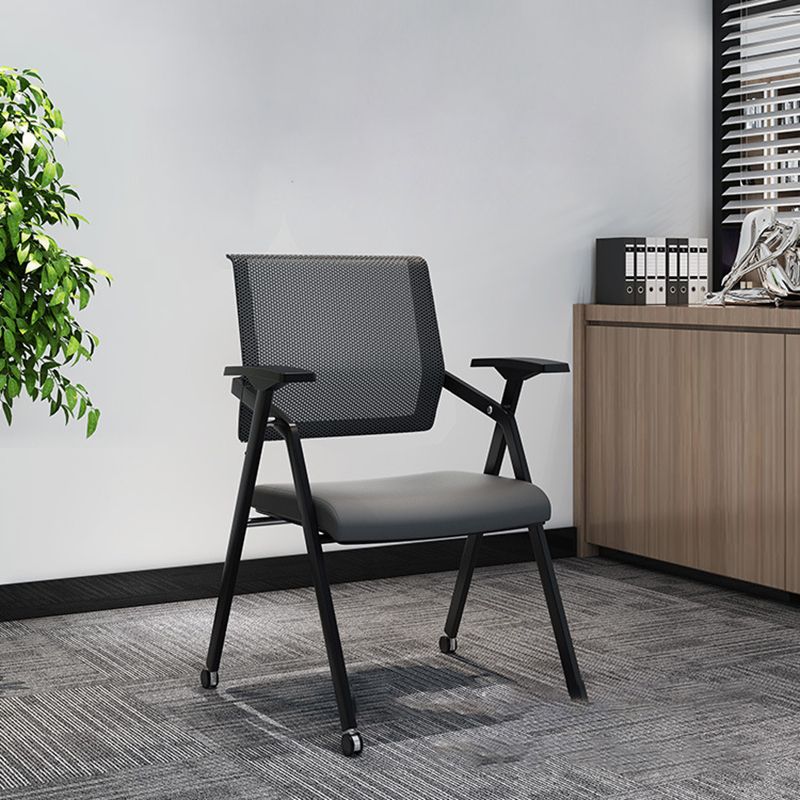 Mid Back Conference Chair with Fixed Arms Modern Office Chair with Metal Frame