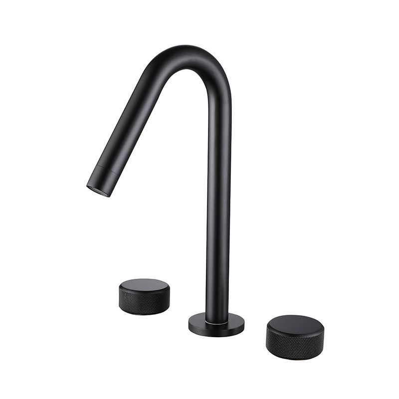 Circular Bathroom Faucet with Gooseneck Arc 3 Hole Widespread Bathroom Sink Faucet