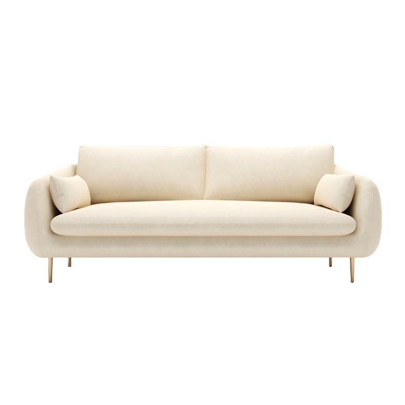 Contemporary Velvet Sofa with Pillow Cushion Back for Apartment