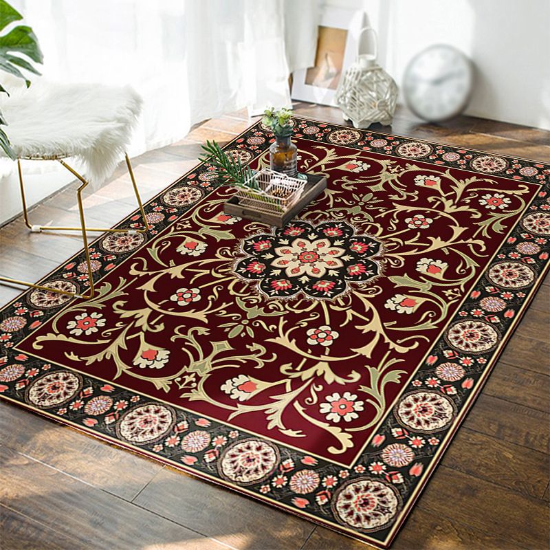 Moroccan Polyester Rug Multicolor Tribal Print Carpet Stain Resistant Indoor Rug for Home Decoration