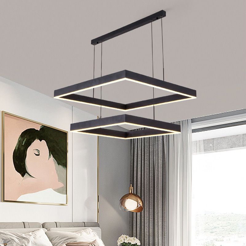 Contemporary Square Shape Chandelier Light Fixtures Restaurant Hanging Chandelier for Sitting Room