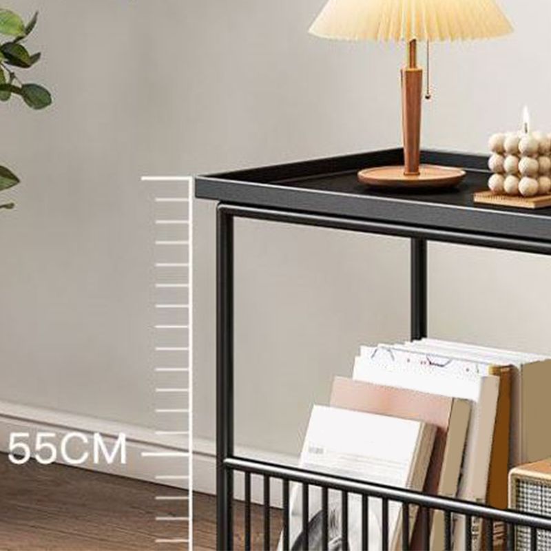 Metal Bed Nightstand Modern Open Storage Shelf Included Night Table with Legs