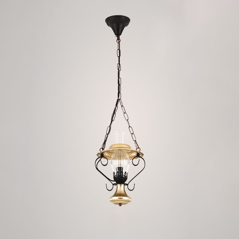 1/3 Lights Cluster Pendant Light with Lantern Industrial Metal and Clear Glass Ceiling Light Fixture for Restaurant