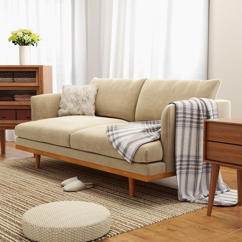 Linen Modern Recessed Arm Sofa Standard Sofa for Living Room, Apartment