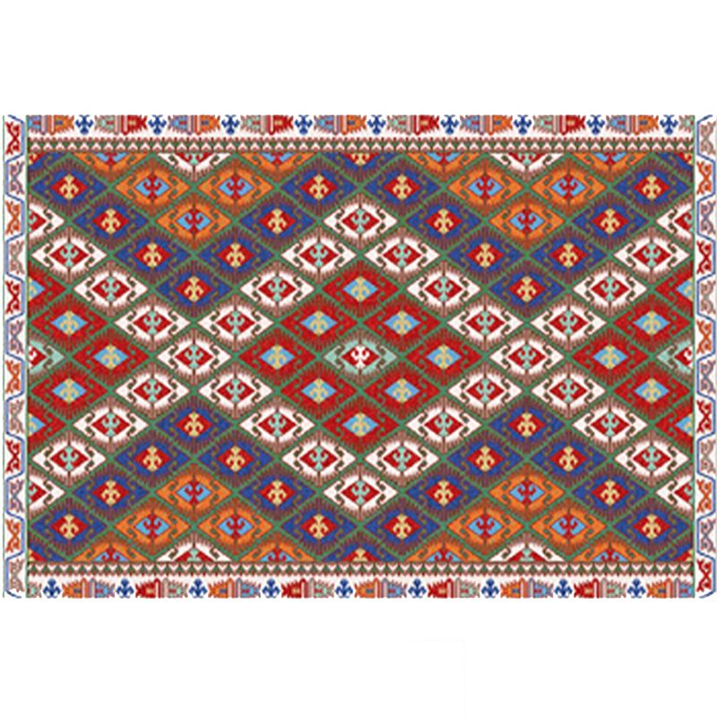 Moroccan Home Decoration Rug Symmetry Print Area Carpet Polyester Non-Slip Backing Indoor Rug