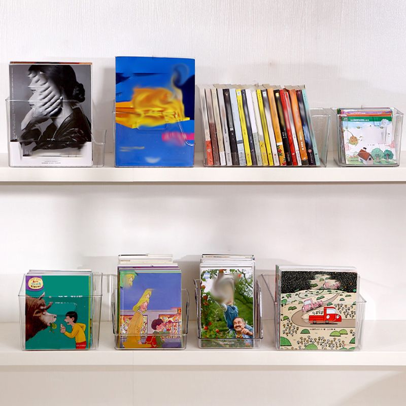 Contemporary Plastic Shelf Tabletop Standard Kids Bookcase in Transparent