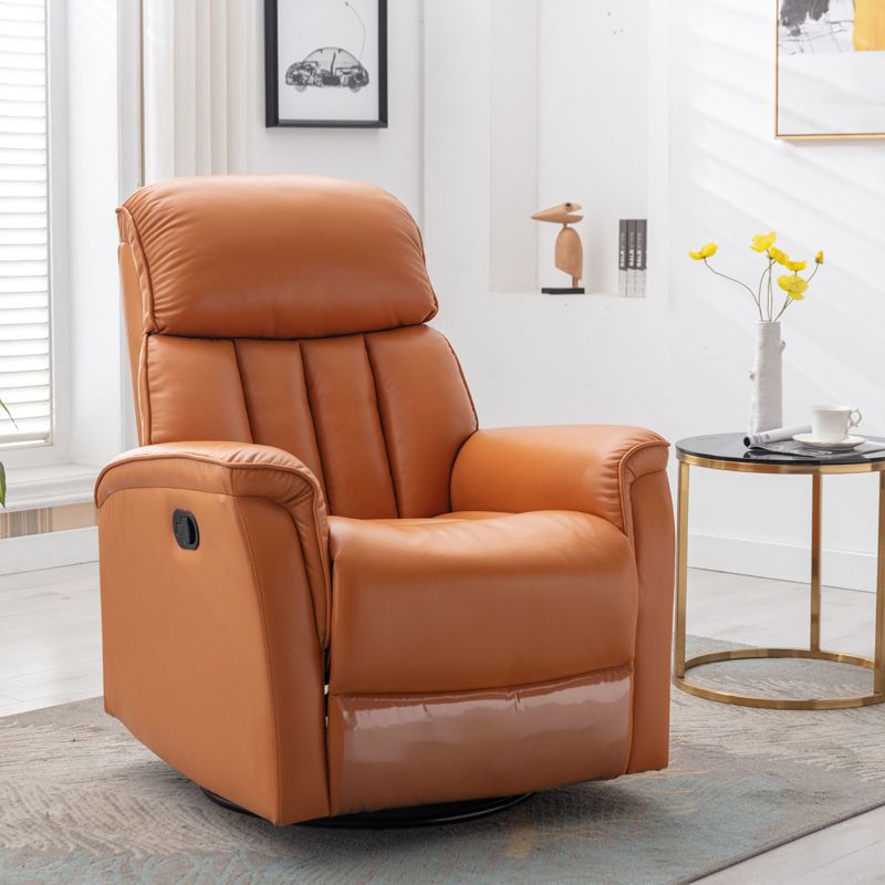 Swivel Rocker Standard Recliner Solid Color Faux Leather Recliner Chair