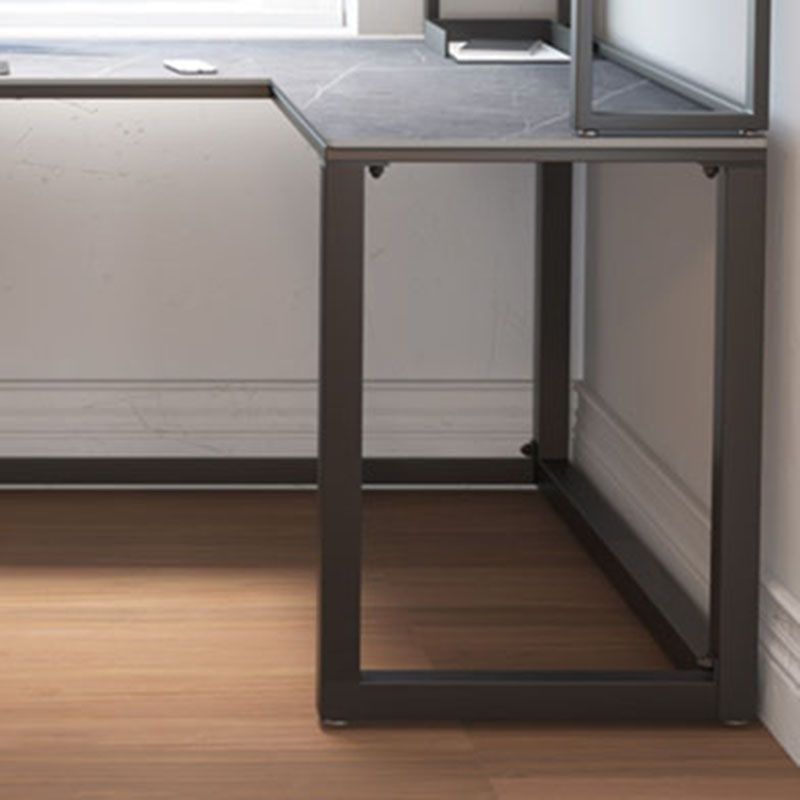 Modern L-Shape Writing Desk Home Office Desk with Metal Legs