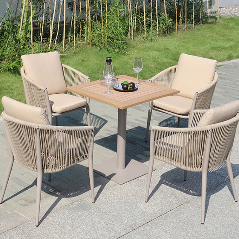 Modern Outdoor Patio Table UV Resistant Dining Table with Metal Frame